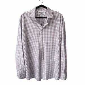 Mizzen+Main Leeward Collection Trim Fit Dress Shirt XXL Red Blue Check